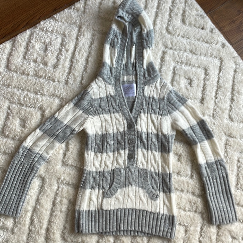 Girls cable sweater with hood from Justice